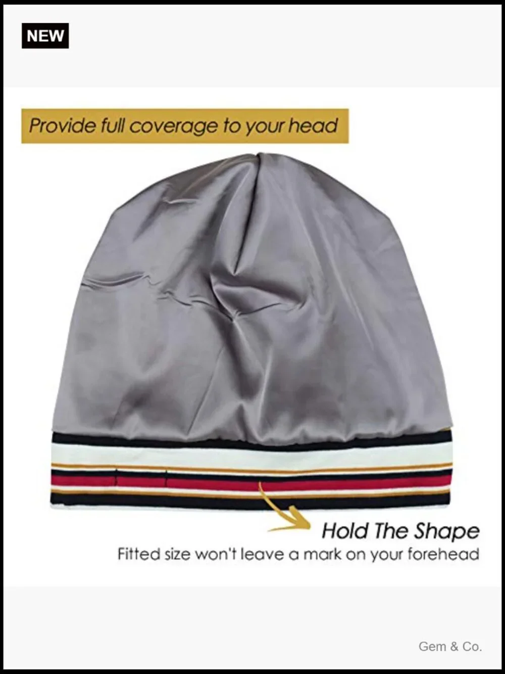 Adjustable Satin Lined Sleep Cap for Dreadlocks & Curly Hair, Large Head-Stay On